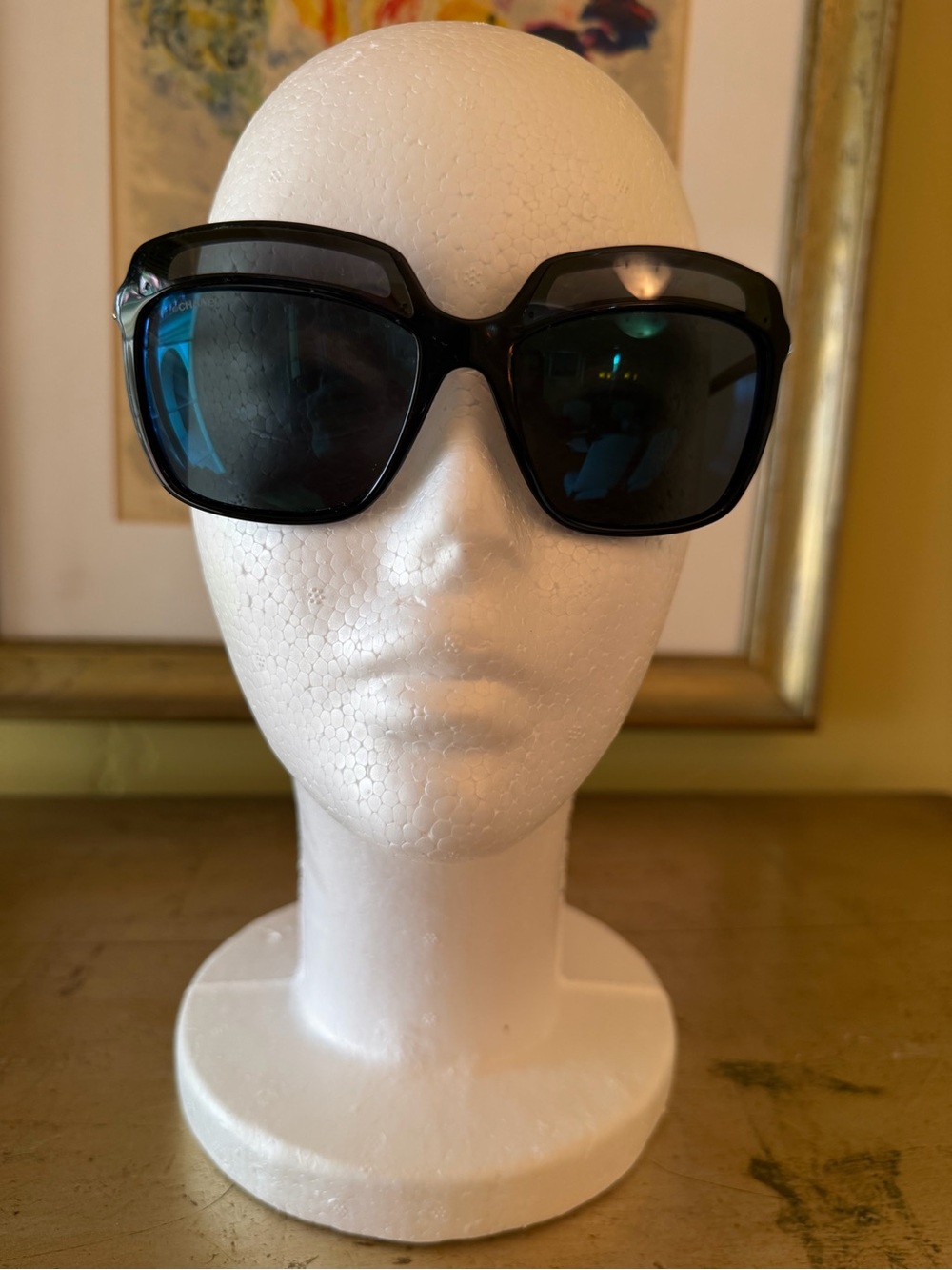 Chanel black Coco Cloud Collection Sunglasses with grey tint & blue mirror